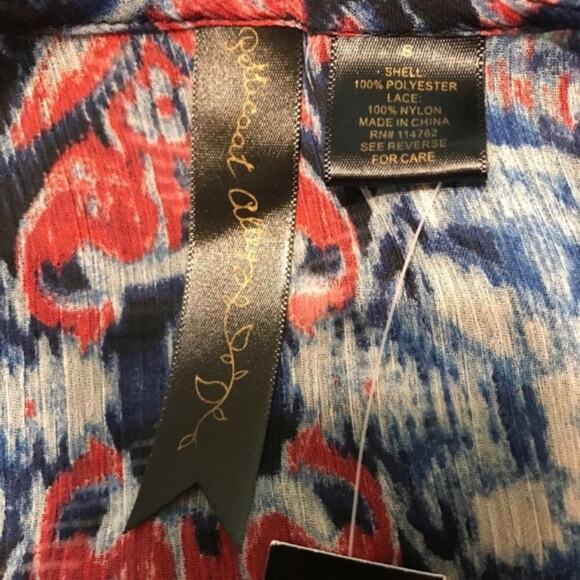 Petticoat Alley Multicolor Blouse Sheer Bell Sleeve Shirt Womens Size Small NWT - Picture 6 of 7